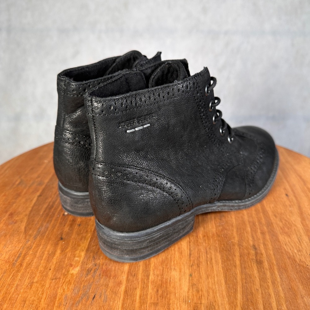 Josef Seibel Sienna 03 Boots Women 38 Black Good Wingtip Brogue Leather - Picture 5 of 12